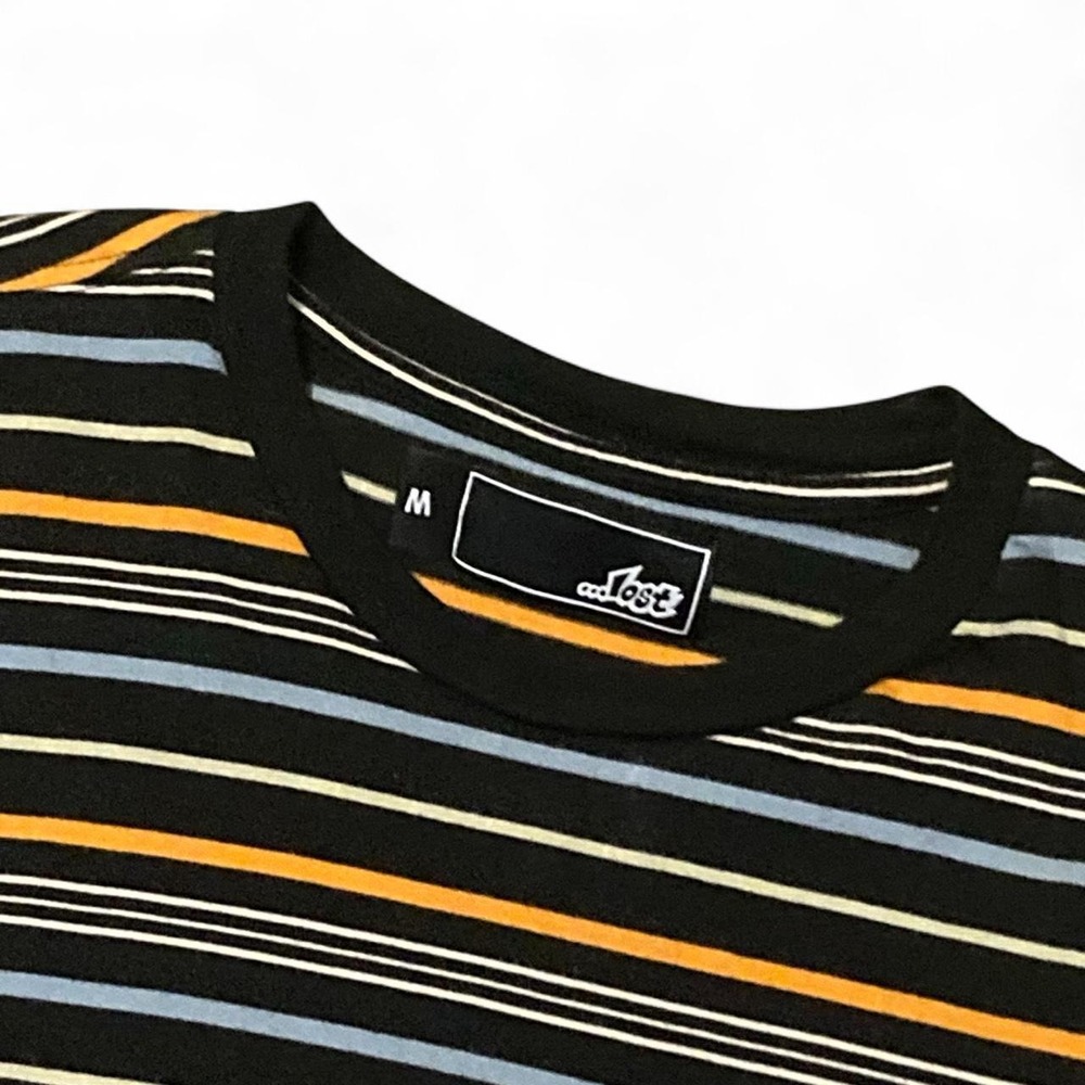 …Lost skateboards striped crewneck tee basic embroidered M/20.5 - Picture 3 of 8